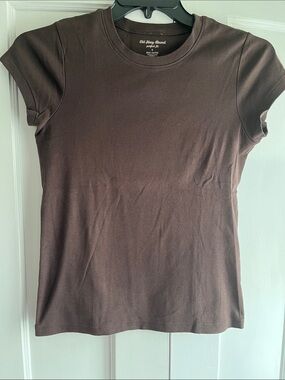 Old Navy Brown Short Sleeve Crewneck Perfect Fit Tee